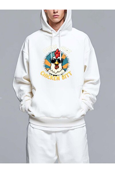 MIXSNOW ديك يرتدي نظارة شمسية يقول - سويت شيرت رجالي مطبوع بغطاء رأس رأس وواسع