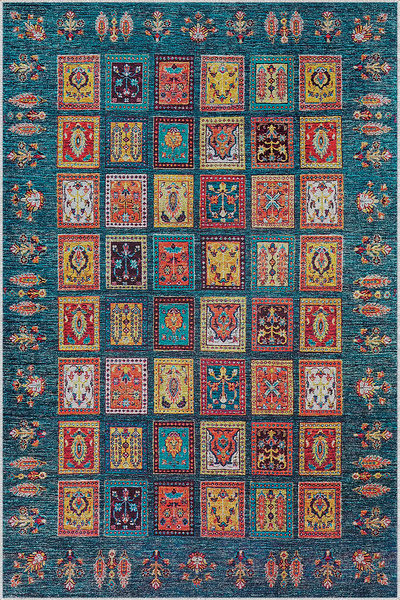 HALIPORTALI Renkli Küçük Motifli Etnik Halı Yumuşak HL-SM-291