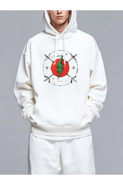 MIXSNOW شعار بلانيت إكسبريس مع صاعقة خضراء - سويت شيرت رجالي مطبوع بغطاء رأس ...