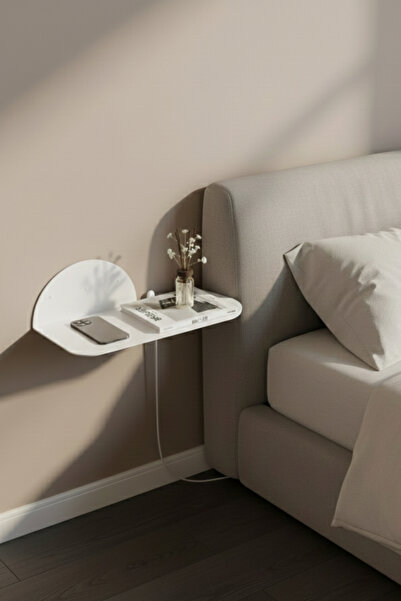 Grandmix Metal Duvar Rafı Oval Tasarım Başucu Komodini 45 cm