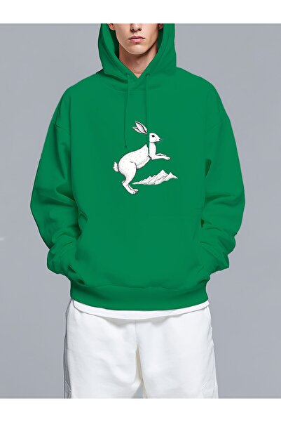 MIXSNOW A rabbit leaping with paper - Men's Printed Hooded Oversize Sweatshirt