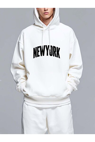 MIXSNOW Words formed with star-like dots - Men's Printed Hooded Oversize Swea...