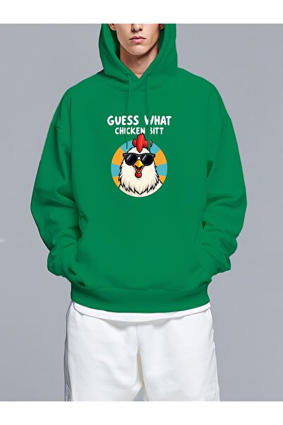 MIXSNOW دجاجة ترتدي نظارة شمسية - سويت شيرت رجالي مطبوع بغطاء رأس دجاجة، بغطا...