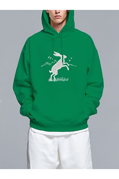 MIXSNOW Jumping rabbit with butterflies and mountains - Men's Printed Hooded ...