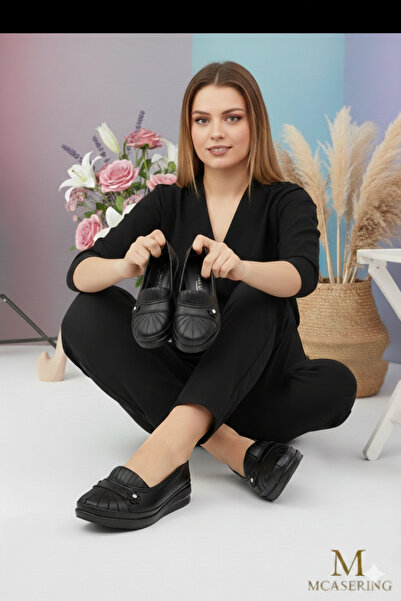 MCASERING 5 nokta Ortobetik Kadın Lastikli Detaylı Ciltli Anne Ayakkabısı Gün...