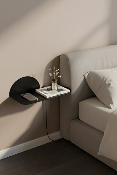 Grandmix Metal Duvar Rafı Oval Tasarım Başucu Komodini 45 cm