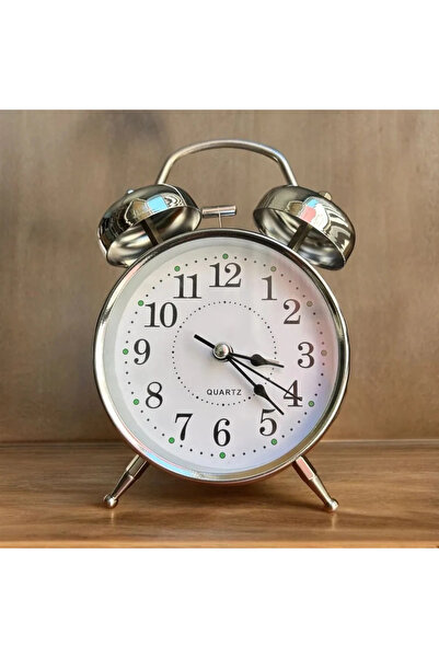lowell home Silver Metal Alarm Desk Clock
