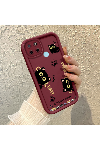 quırkshıeld Realme C21Y/C25Y Compatible Silicone Material Shockproof Burgundy...