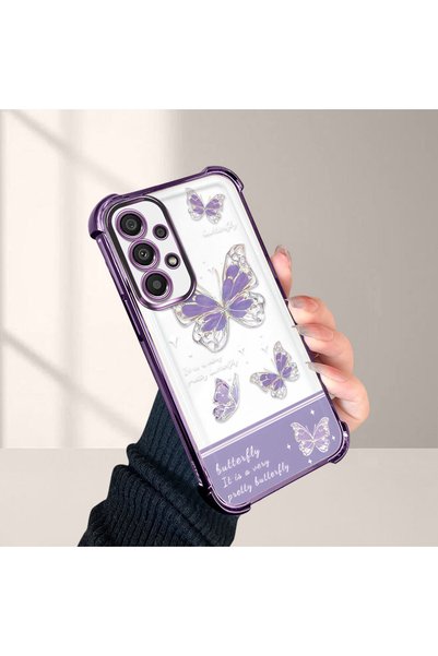 SLIMFELT Samsung Galaxy A33 Compatible Kelebek Printed Transparent Silicone Shock Absorbing Case Stylish and Durable