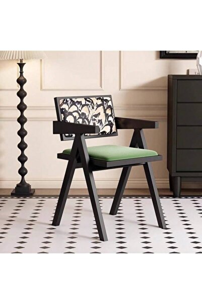 Mtanvxay Retro Rubber Wood Living Room Chair Velvet Fabric Armchair for Multi...