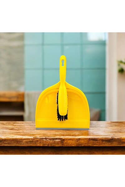 Bright جاروف غبار مع فرشاة، تصميم صغير الحجم، بلاستيك متين، سهل الاستخدام لال...