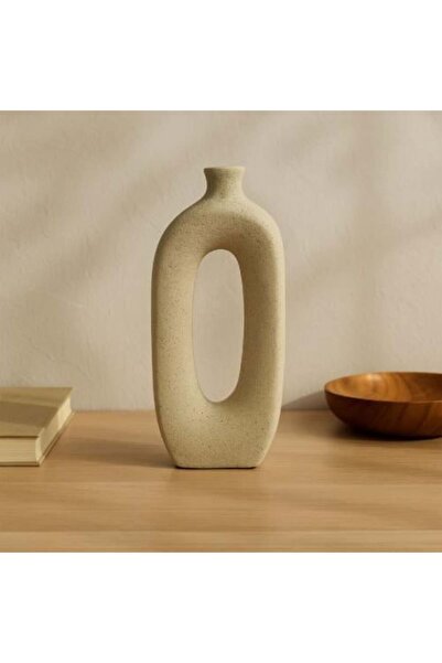 Generic Ceramic Decorative Vase with Oval Hollow Design