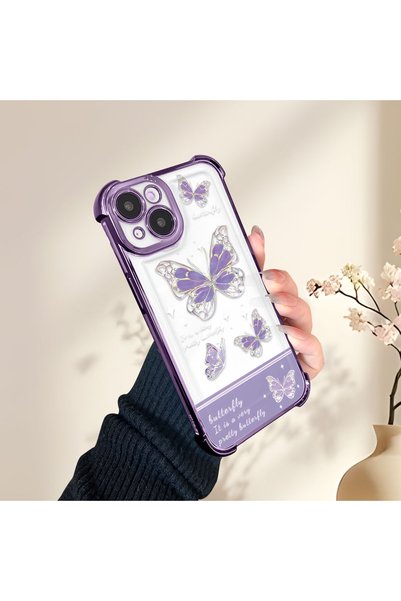 SLIMFELT Samsung Galaxy A33 Compatible Kelebek Printed Transparent Silicone Shock Absorbing Case Stylish and Durable