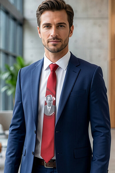 modacix Mustafa Kemal Atatürk Red Tie with Image