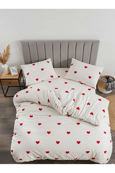 vanillasoft Set de lenjerie de pat dublă albă Vanilla Hearted |   Cearșaf de ...
