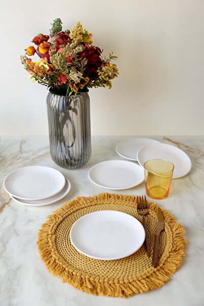 Keramika White Delta Cake Plate 17 cm 6 Pieces 006