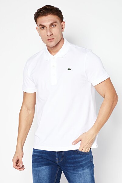 Lacoste Men Slim Fit Short Sleeve Embroidered Polo Shirt, White