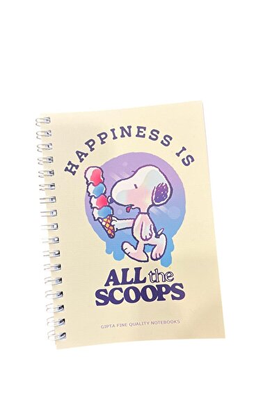 Gıpta 7316 Snoopy Spiralli A6 Karton Kapak Telli Defter 80 Yaprak Çizgili Krem