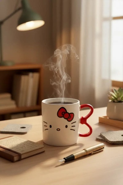 SANRIO Lisanslı Hello Kitty Saplı Seramik Kupa 440 ml