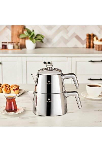 Karaca Brewinox Edelstahl-Teekannen-Set, Groß, Inox