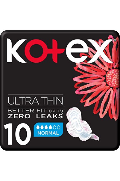 Kotex فوط صحية رقيقة للغاية، فوط صحية عادية الحجم مزودة بأجنحة، 10 فوط صحية