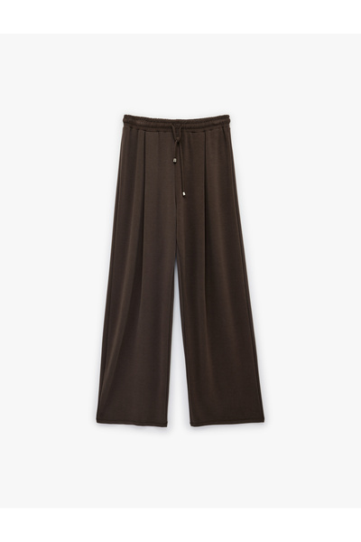 Koton Regular Fit Viscose Blend Belted Pleated Trousers