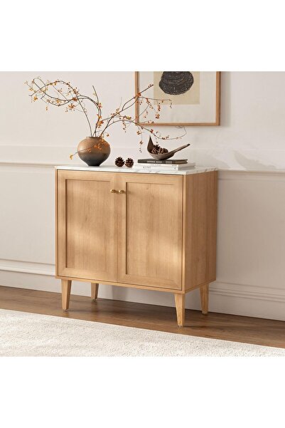 CHOGORI Modern Sideboard Buffet Cabinet with Faux Marble Top & Adjustable She...