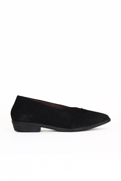 Bueno Shoes Black Nubuck Women's Heeled Ballerinas 01Wd3600