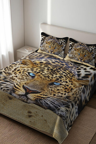 PATRON Parlak Kadife Kumaş Kapitoneli Çift Kişilik Yatak Örtüsü Seti (3 Parça...