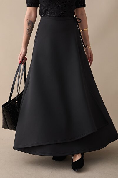 InStyle Black Scuba Skirt with Side Ties