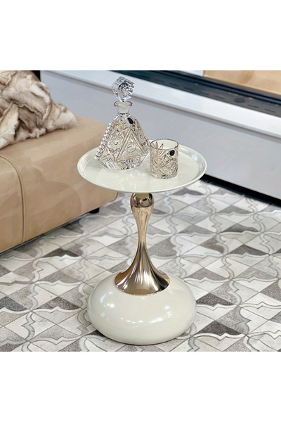 Zztcmp Round Side Table with Design - Mid-Century Modern Retro Adjustable Hei...