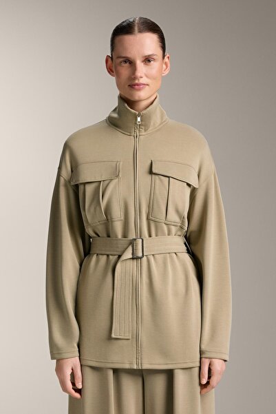 Oysho Long soft-touch jacket with modal and belt