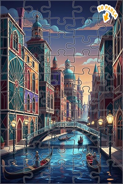 Teona Ahşap الصورة السحرية في قنوات البندقية لوحة زيتية ذات طابقين بإطار خشبي...