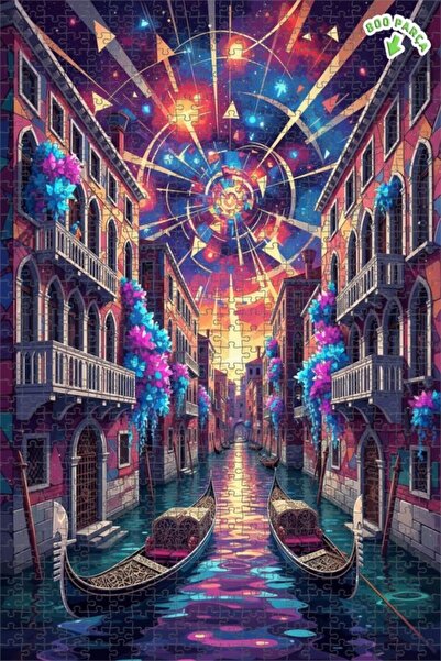 Teona Ahşap لغز فني بتصميم لوحة زيتية ملونة لحلم البندقية 800 قطعة 70×50