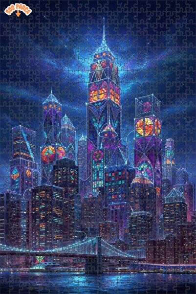 Teona Ahşap لغز خشبي بإطار ذو طابقين بمنظر طبيعي رائع للمدينة 500 قطعة 50x30