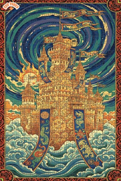 Teona Ahşap لغز خشبي على شكل قلعة التنين الميكانيكية مع إطار مزدوج الطبقات بت...