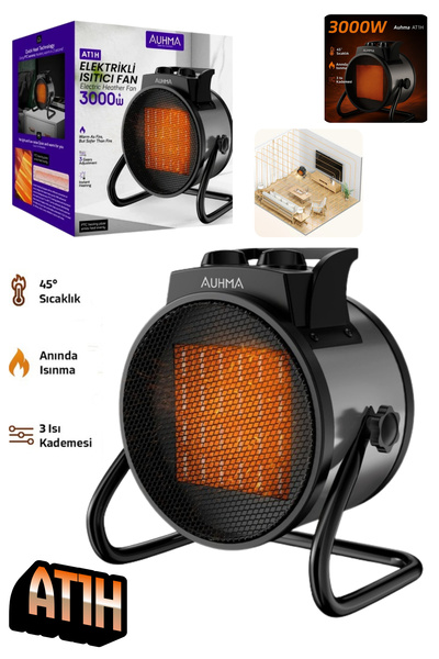 RETOOLS AUHMA AT1H 3000W Elektrikli Isıtıcı Fan – 3 Kademeli Ayar, Sessiz PTC...