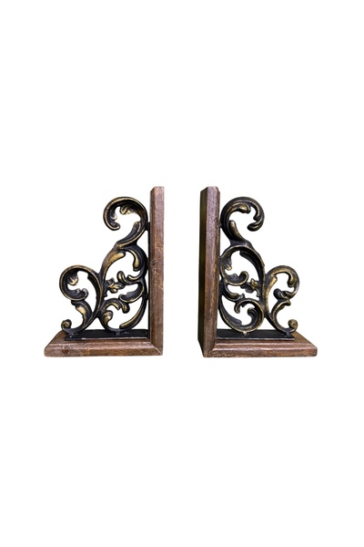 tayfuntufan antika koleksiyon Θήκη βιβλίων από ξύλο και μέταλλο. 22 εκ. x 15 ...