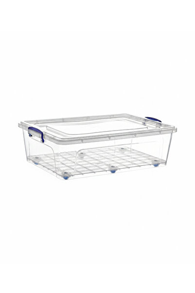 Dünya 40L Plastic Storage Box, Transparent, With Wheels and Lockable Lid, 680...