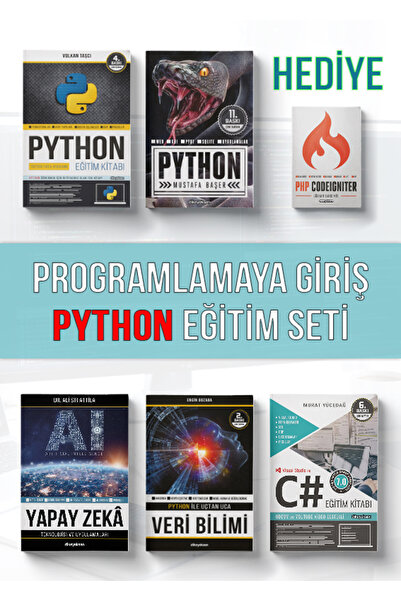 Dikeyeksen Yayıncılık Programlamaya Giriş Python Eğitim Seti (5+1 Kitap)