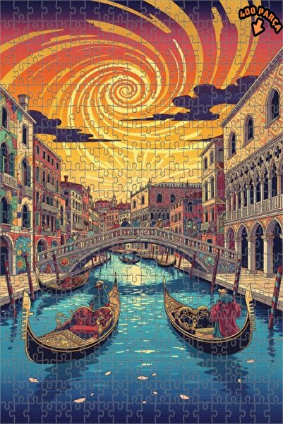 Teona Ahşap لغز خشبي بإطار مزدوج الطبقات بمظهر لوحة زيتية لقنوات البندقية 400...