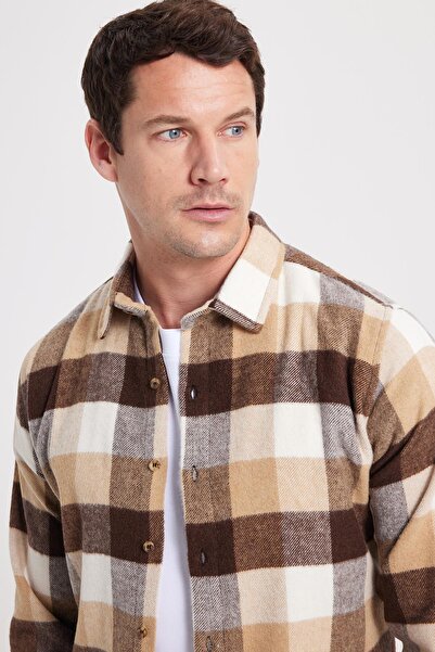 Tudors Men's Slim Fit slim fit checkered winter lumberjack shirt