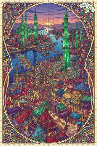 Teona Ahşap لوحة زيتية لحشرة الجواهر ذات الأجنحة في المدينة السحرية، لغز خشبي...