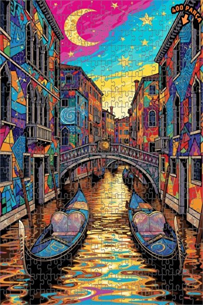 Teona Ahşap لغز خشبي فني تجريدي ملون لقنوات البندقية، لغز خشبي بإطار مزدوج ال...