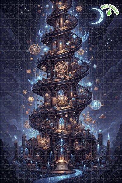 Teona Ahşap لغز خشبي مؤطر ذو طابقين على شكل برج كوني غامض 800 قطعة 70x50