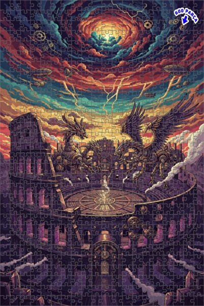 Teona Ahşap لغز خشبي ذو طبقتين من ستيمبانك دراجونز روما أرينا وارزز، 600 قطعة...