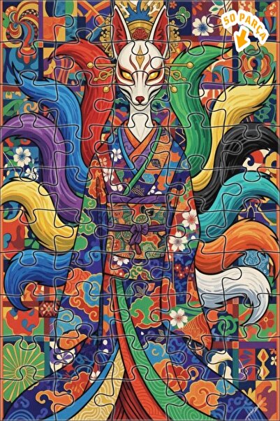 Teona Ahşap لغز خشبي بإطار مزدوج الطبقات على شكل امرأة روحية مع قناع كيتسوني ...