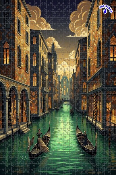 Teona Ahşap لغز خشبي مؤطر بطبقتين بتصميم طباعة فنية لقنوات البندقية وقوارب ال...