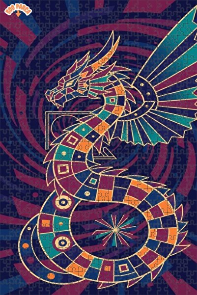 Teona Ahşap لغز خشبي ملون بإطار مزدوج الطبقات بتصميم التنين 500 قطعة 50×30