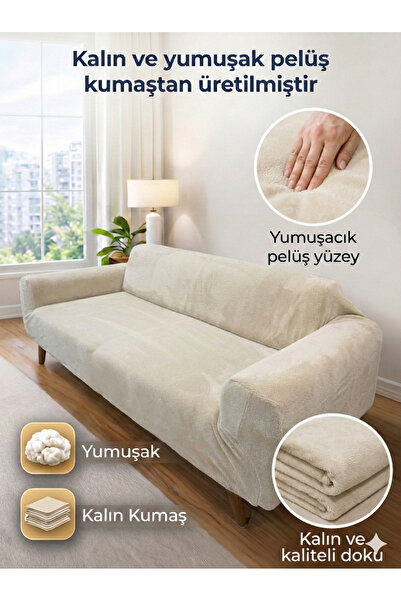 Faiend Pelüş 3 Kişilik Welsoft Kanepe Örtüsü | Lastikli Koltuk Örtüsü |çekyat...